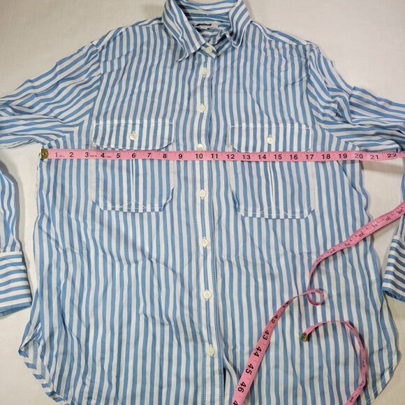Madewell Womens Blue & White Striped Button-Down Shirt Size 10 - Picture 5 of 7